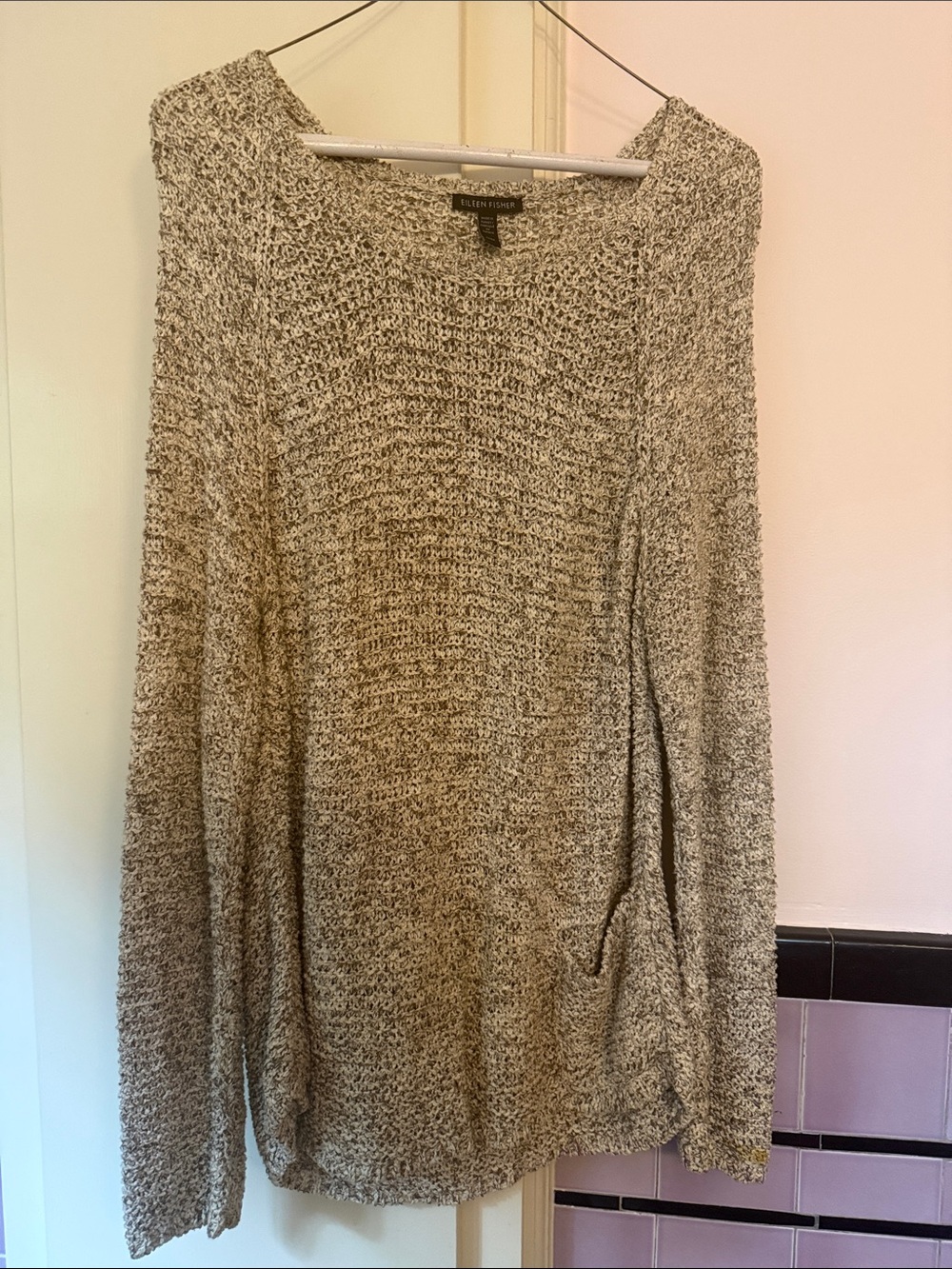 Eileen Fisher Neutral Marled Knit Pullover Sweater